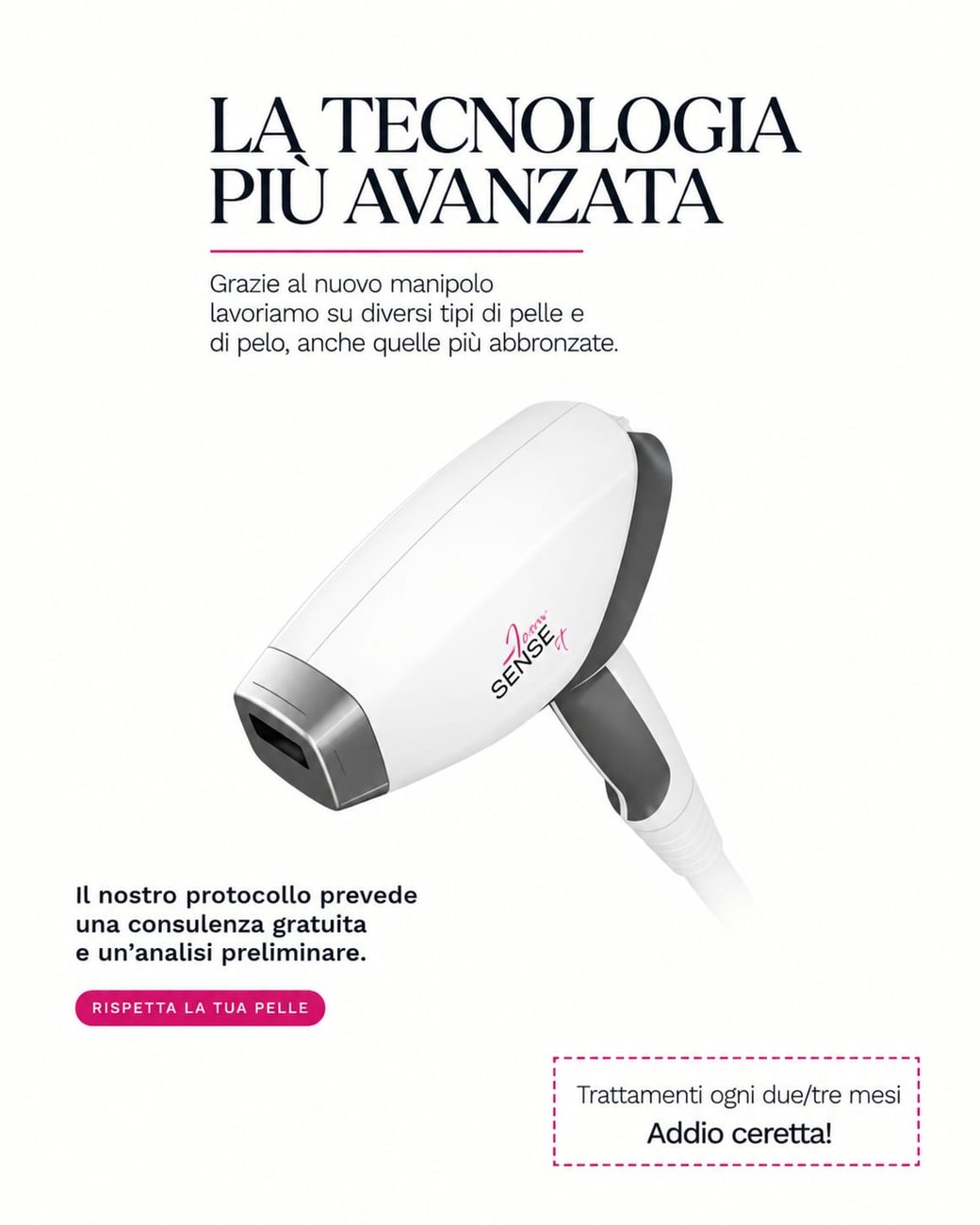 Slide 3: La tecnologia più avanzata, il manipolo laser e la consulenza gratuita